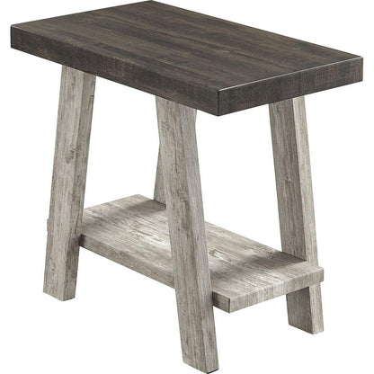 Athens Contemporary Two-Tone Wood Shelf Side Table in Weathered Walnut and Gray