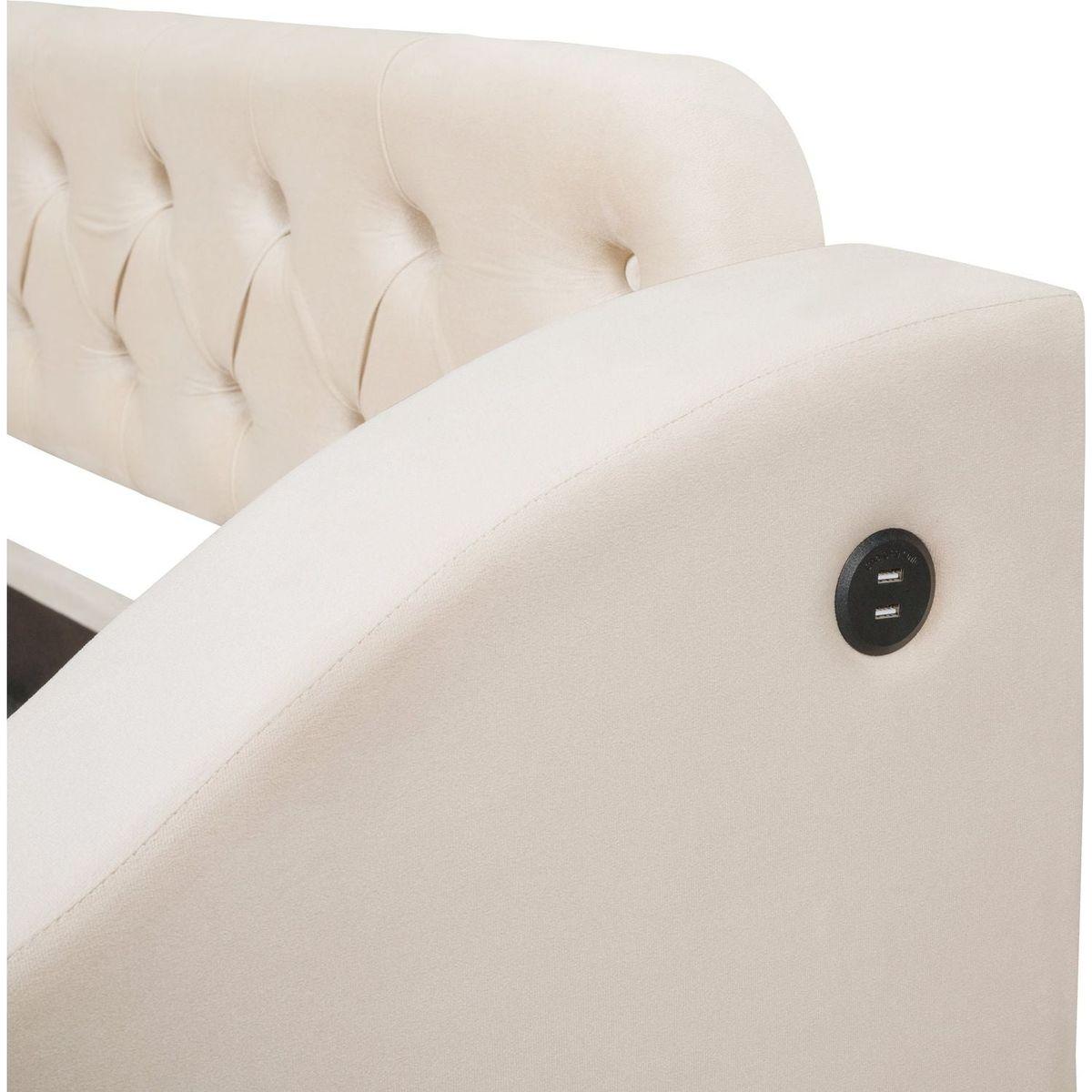 Twin Size Upholstered Daybed with Storage Armrests and USB Port, Beige