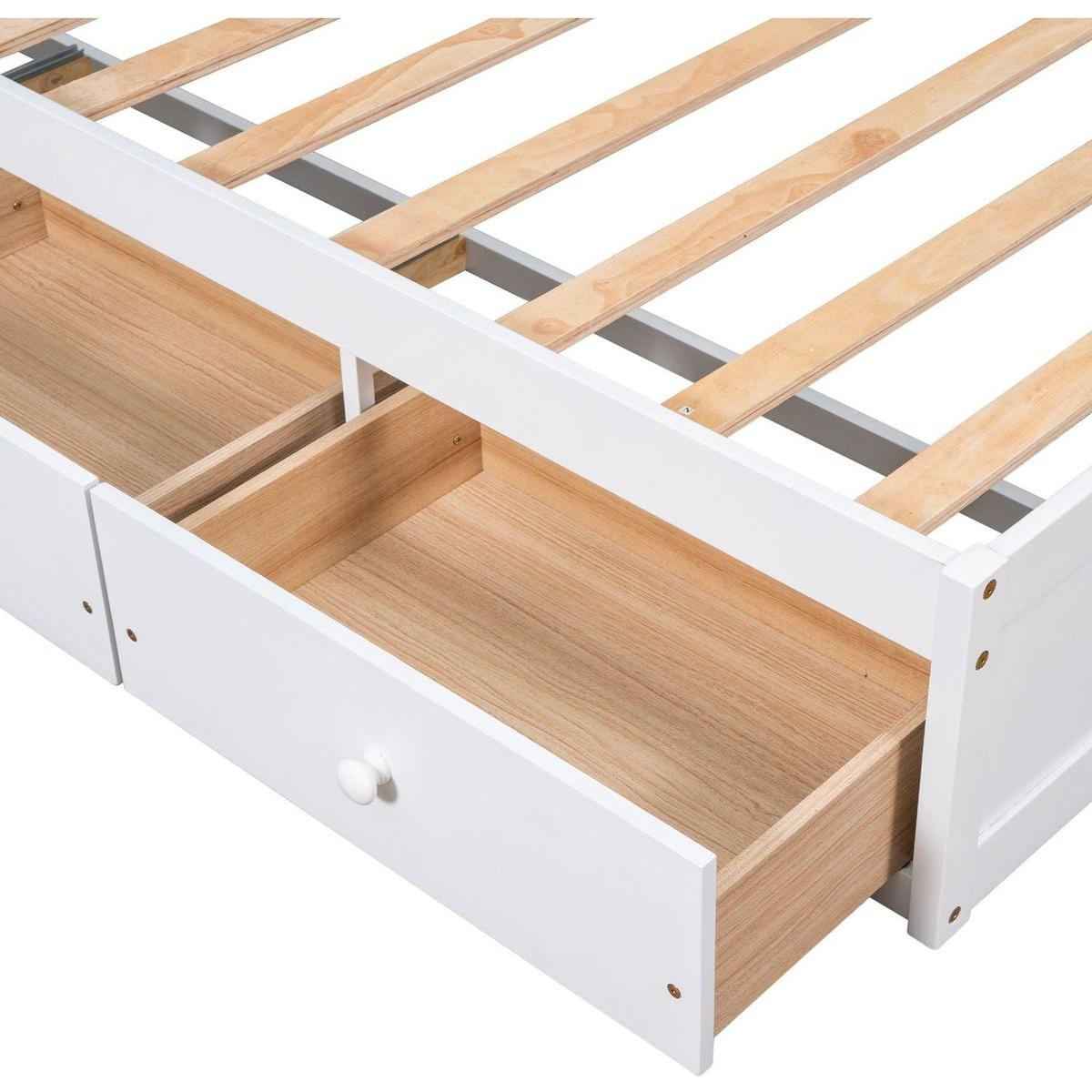 Twin Size Platform Storage Bed with 3 Drawers,White