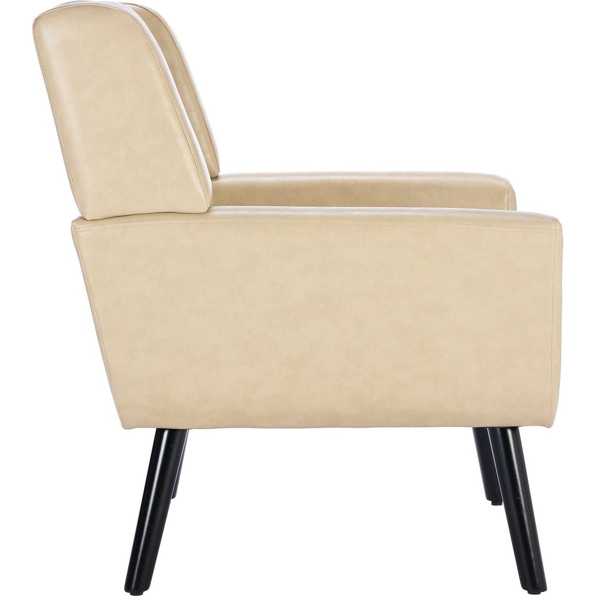 Modern Soft Leather Material Ergonomics Accent Chair Living Room Chair Bedroom Chair Home Chair With Black Legs For Indoor Home-Khaki PU