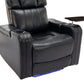 PU Leather Power Recliner Individual Seat Home Theater Recliner with Cooling Cup Holder, Bluetooth Speaker, LED Lights, USB Ports, Tray Table, Arm Storage for Living Room, Black