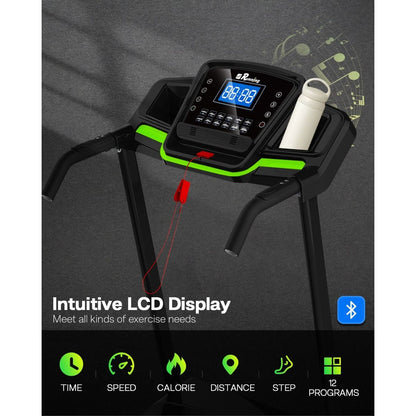 Foldable Treadmill with Incline, Folding Treadmill for Home Electric Treadmill Workout Running Machine, Handrail Controls Speed, Pulse Monitor,APP