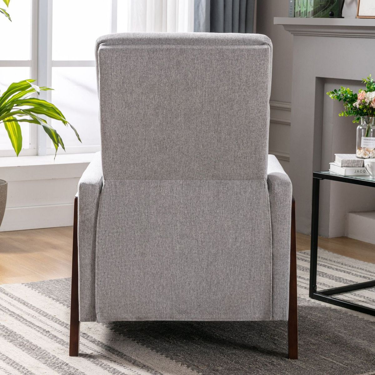 Wood-Framed Upholstered Recliner Chair Adjustable Home Theater Seating with Thick Seat Cushion and Backrest Modern Living Room Recliners, Gray