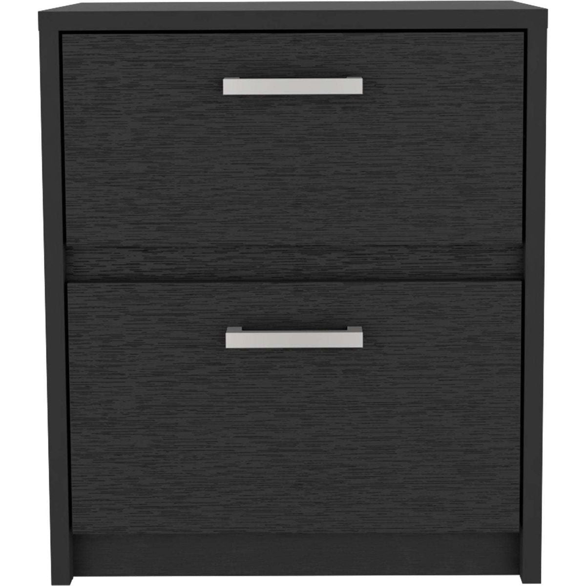 Trivor 2 Drawers Nightstand, Metal Handles -Black