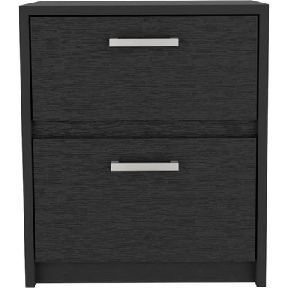 Trivor 2 Drawers Nightstand, Metal Handles -Black