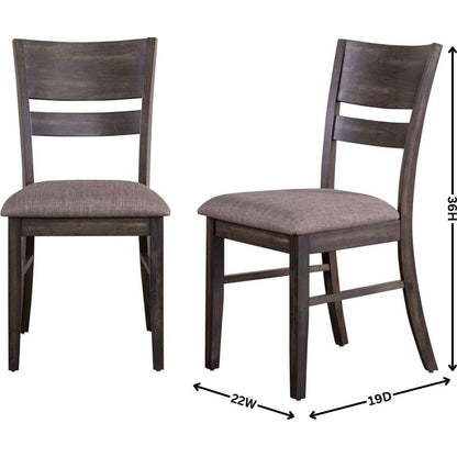 Almeta Solid Wood Slat Back Upholstered Dining Chairs, Set of 2 -Dark Umber Brown Finish