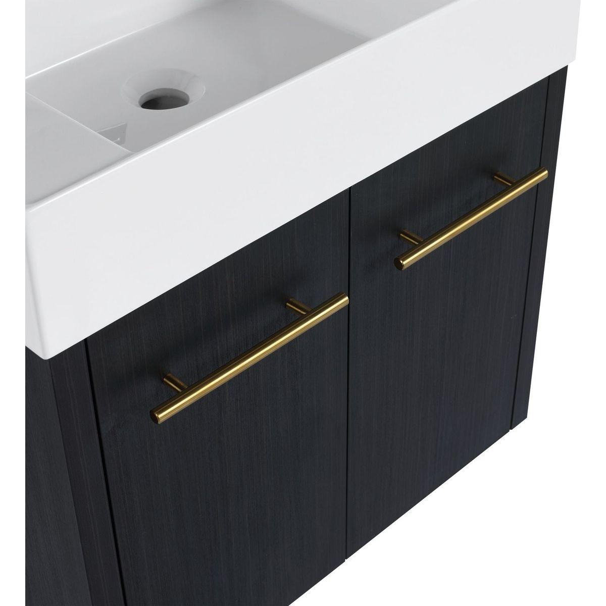 24 Inch Wall-Mounted Bathroom Vanity with Sink, Thick Edged Resin Basin, KD-Package