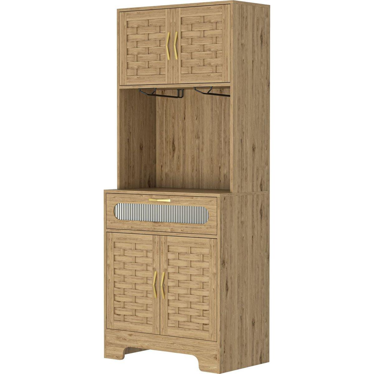 67" Tall Pantry Buffet Cabinet Freestanding Hutch Cupboard for Home, Kitchen,Tall Freestanding Liquor Cabinet Bar for Kitchen, Dining Room