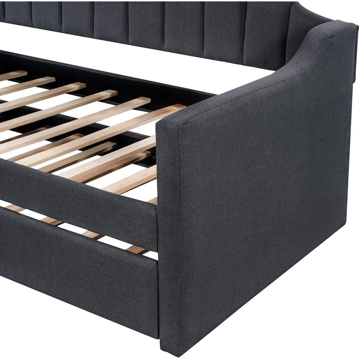 Upholstered Twin Daybed with Trundle,Black