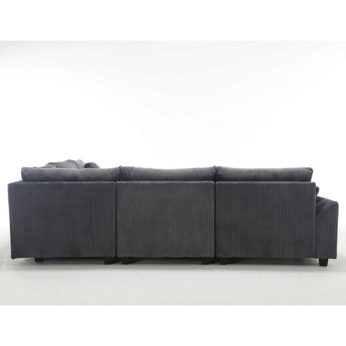 {NEW ARRIVAL} Oversized Modular Sectional Sofa Couches Set,Corduroy Upholstered Deep Seat Comfy Sofa for Living Room,Dark Gray