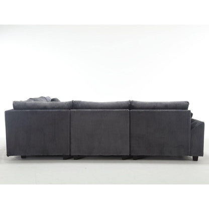{NEW ARRIVAL} Oversized Modular Sectional Sofa Couches Set,Corduroy Upholstered Deep Seat Comfy Sofa for Living Room,Dark Gray
