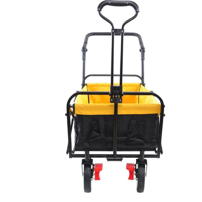 folding wagon Collapsible Outdoor Utility Wagon, Heavy Duty Folding Garden Portable Hand Cart, Drink Holder, Adjustable Handles