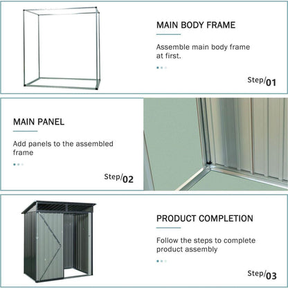 5ft x 3ft Outdoor Metal Storage Shed Transparent plate Gray