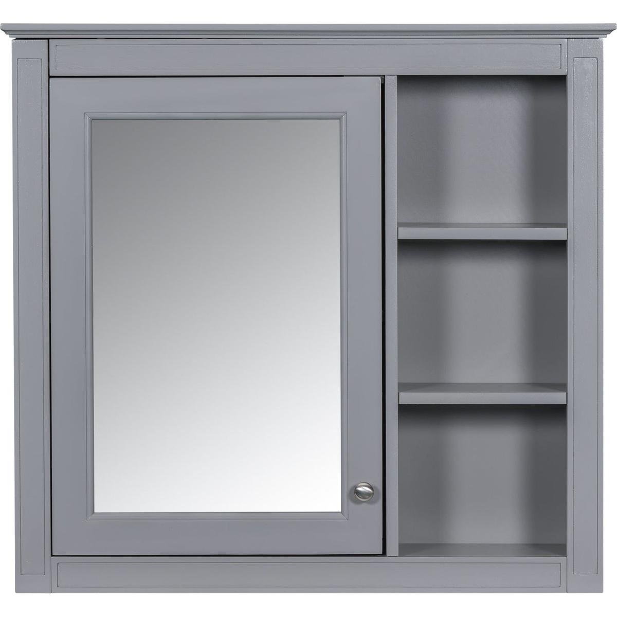 30" x 28" Medicine Cabinet, Wall Mounted Bathroom Storage Cabinet, Modern Bathroom Wall Cabinet with Mirror,Medicine Cabinet, Mirror Cabinet with 3 Open Shelves (Not Include Bathroom Vanity) - Streamdale Furniture