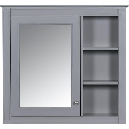 30" x 28" Medicine Cabinet, Wall Mounted Bathroom Storage Cabinet, Modern Bathroom Wall Cabinet with Mirror,Medicine Cabinet, Mirror Cabinet with 3 Open Shelves (Not Include Bathroom Vanity) - Streamdale Furniture