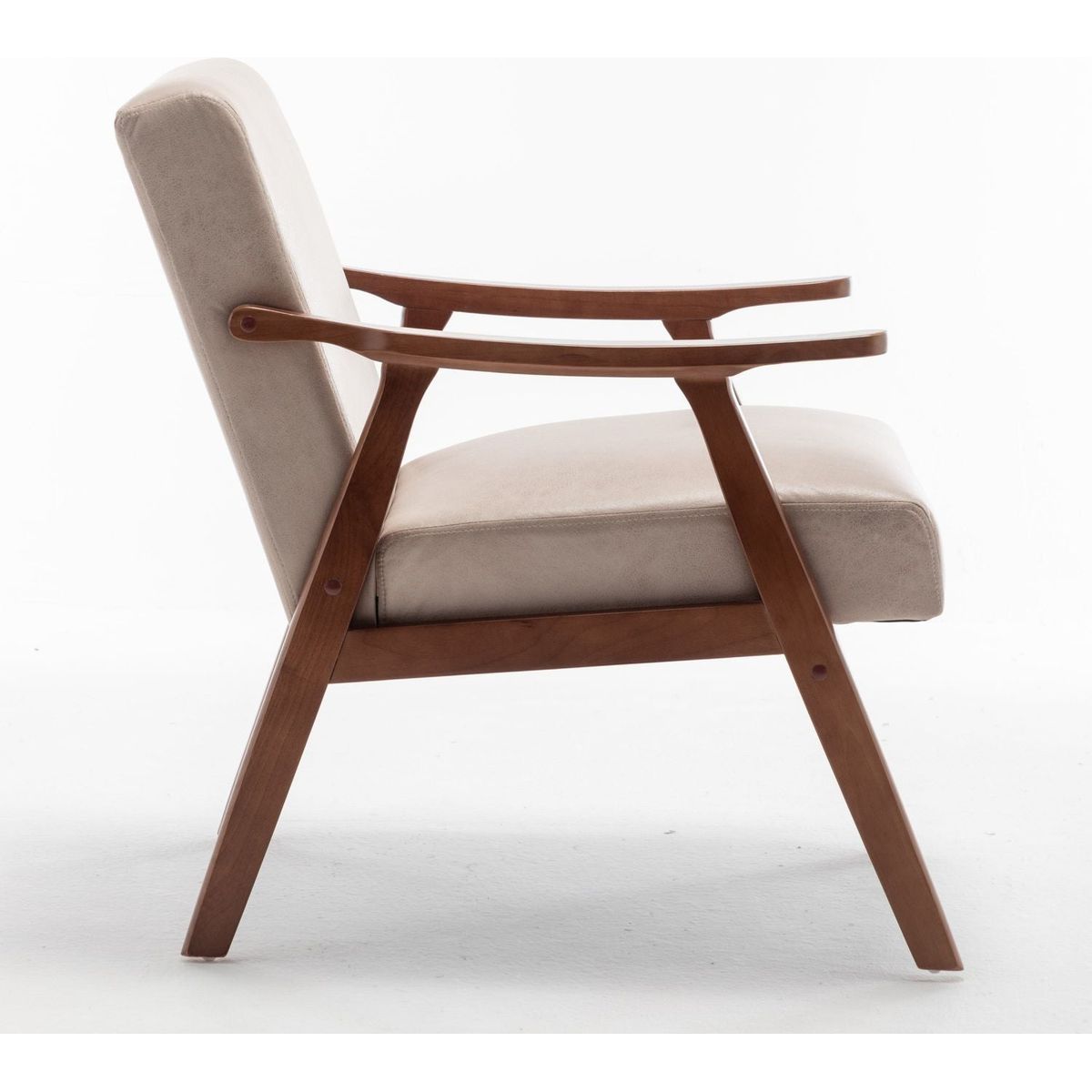 Mid-Century Modern Chair, Living Room Chair with Solid Wood Frame, Accent Chair Extra-Thick Backrest, Wingback Chair for Bedroom, Reading Room, Living Room, Lounge Chair Indoor