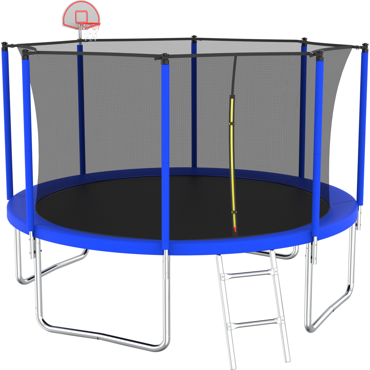 12FT Trampoline for Kids & Adults with Basketball Hoop and Ball, Recreational Trampolines with Safety Enclosure for Back Yard Outdoor