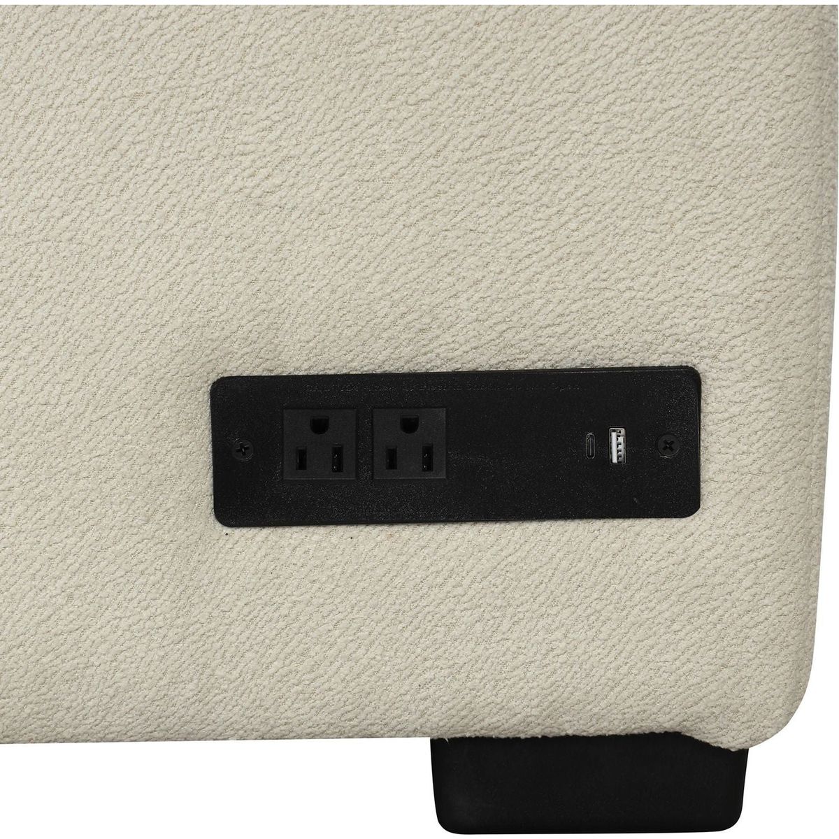 82.6" L-shaped Sectional Pull Out Sofa Bed Sleeper Sofa with Two USB Ports, Two Power Sockets and a Movable Storage Ottoman, Beige