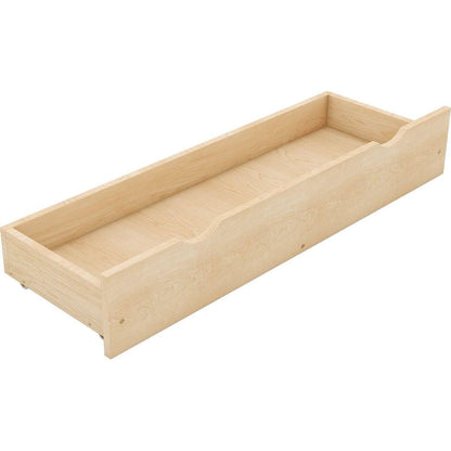 Wood Queen Size House Platform Bed with Guardrail and 2 Drawers, Natural