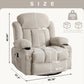 Swinging recliner massage heated sofa, with USB and 2 cup holders in side pockets, PackageA+B (BEIGE)