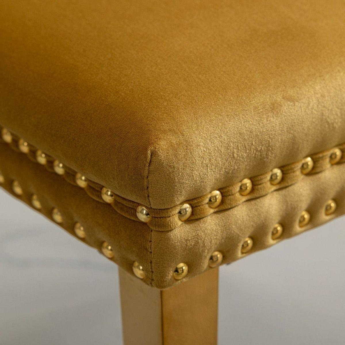 Nikki Collection Modern, High-end Tufted Solid Wood Contemporary Velvet Upholstered Dining Chair with Golden Stainless Steel Plating Legs,Nailhead Trim,Set of 2,Gold