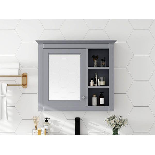 30" x 28" Medicine Cabinet, Wall Mounted Bathroom Storage Cabinet, Modern Bathroom Wall Cabinet with Mirror,Medicine Cabinet, Mirror Cabinet with 3 Open Shelves (Not Include Bathroom Vanity) - Streamdale Furniture