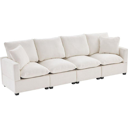 110x29" Modern Modular Sofa, 4 Seat Chenille Sectional Couch Set with 2 Pillows Included, Freely Combinable Indoor Funiture for Living Room, Apartment, Office, 2 Colors