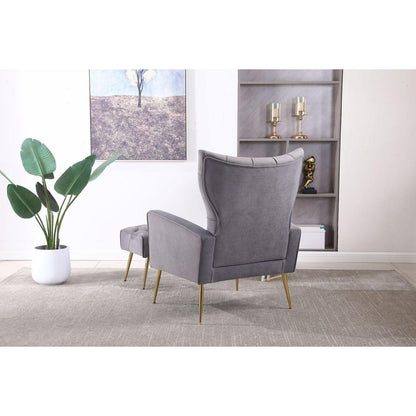 Modern Accent Chair with Ottoman, Comfy Armchair for Living Room, Bedroom, Apartment, Office (Grey)