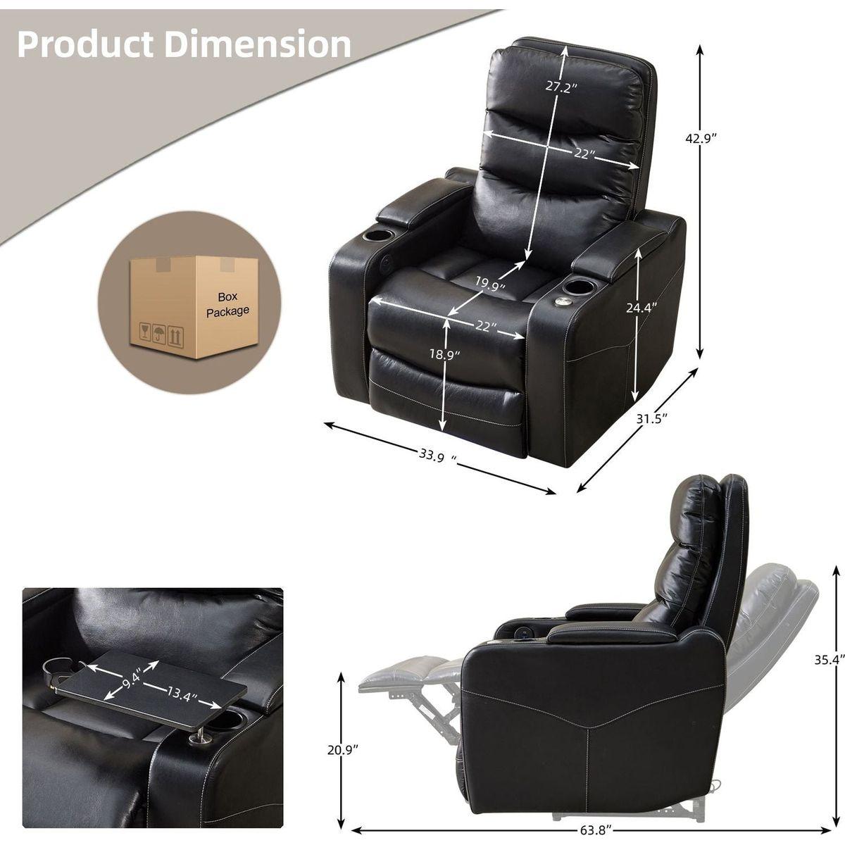 Power reclining chair Black color