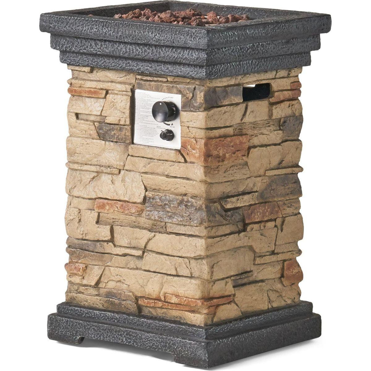 19.50" STONE MGO FIRE COLUMN - 40 000 BTU