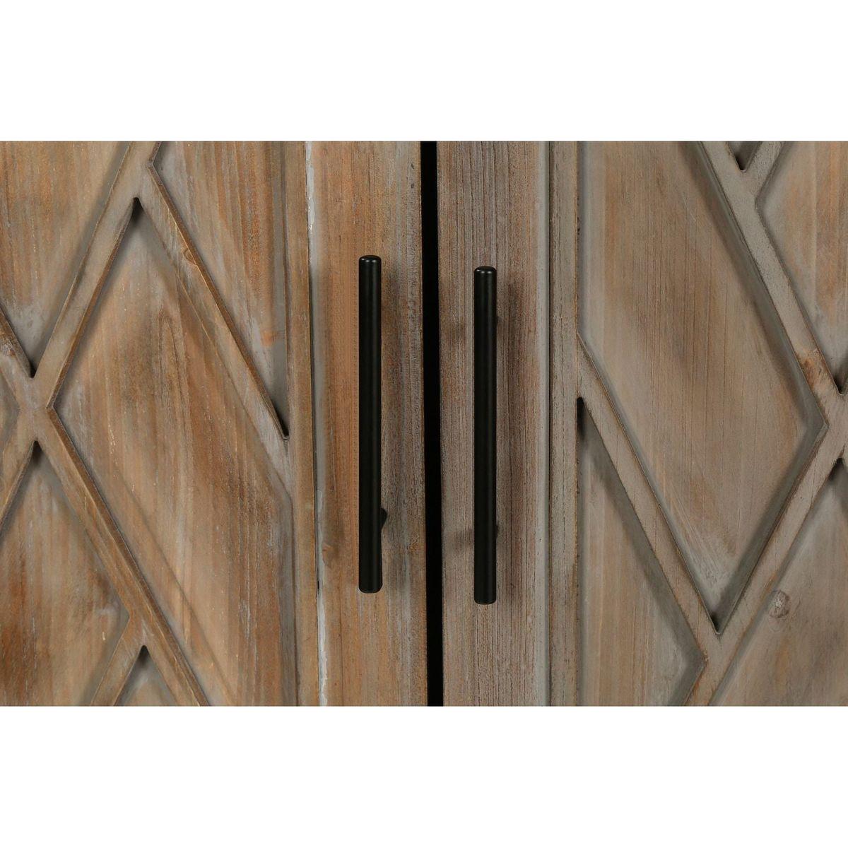 4 Door Wooden Twill Sideboard American Country Vintage Old Living Room Dining Room Hallway Entryway Cabinet (Brown)