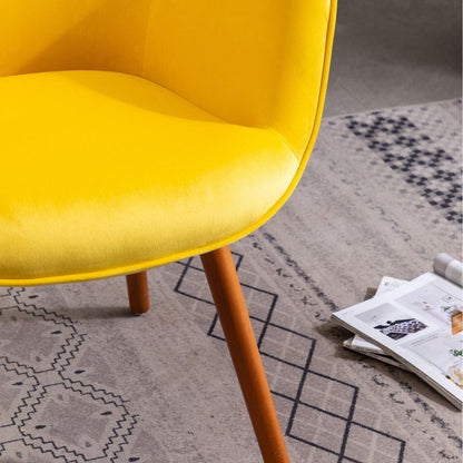 Doarnin Contemporary Silky Velvet Tufted Button Back Accent Chair, Yellow