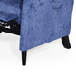 Oversized Textured Fabric Pushback Recliner, Navy Blue and Dark Brown