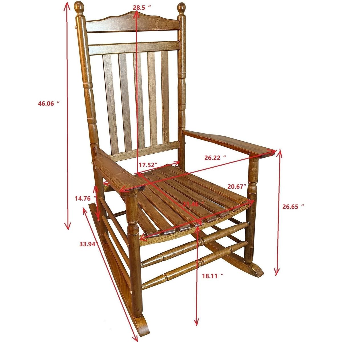 BALCONY PORCH ADULT ROCKING CHAIR OAK