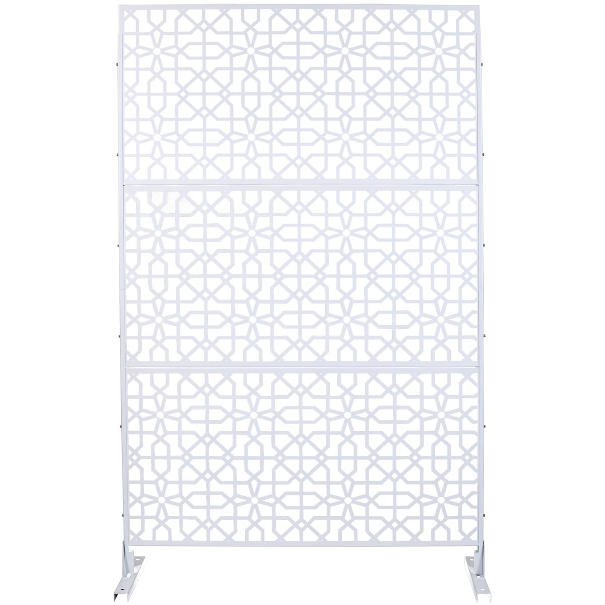 Outdoor & Indoor Metal Privacy Screen 76' H×48' W Freestanding Decorative Privacy Screen White