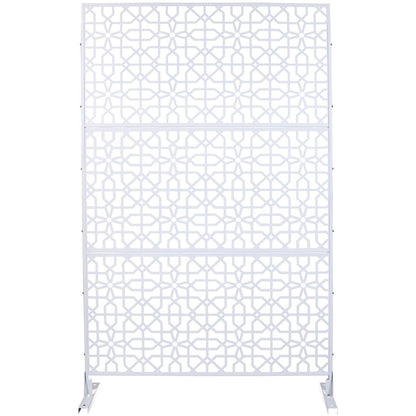 Outdoor & Indoor Metal Privacy Screen 76' H×48' W Freestanding Decorative Privacy Screen White