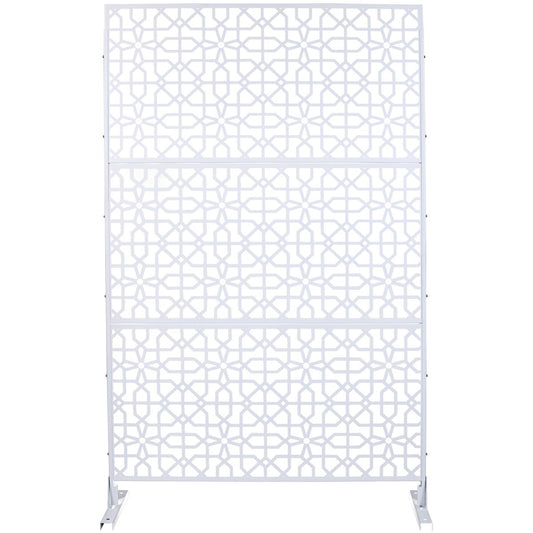 Outdoor & Indoor Metal Privacy Screen 76' H×48' W Freestanding Decorative Privacy Screen White