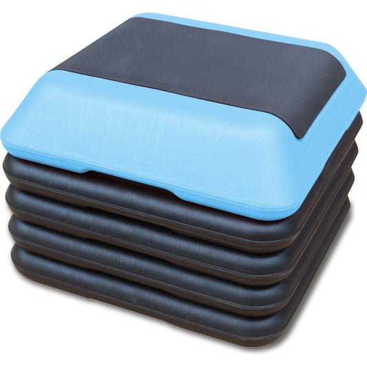 Height-Adjustable Step Aerobics Platform Fitness Equipment Stepper Trainer Exercise Step Platform with 4 Riser Blue