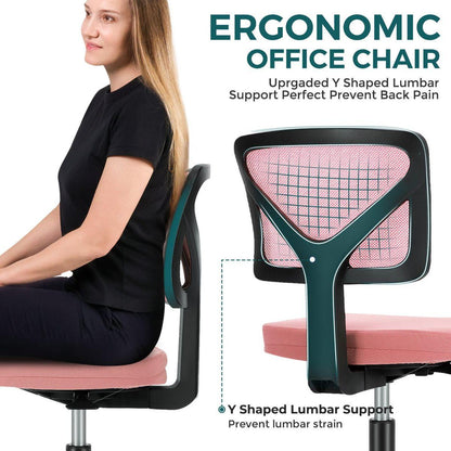 Armless Desk Chair Small Home Office Chair with Lumbar Support