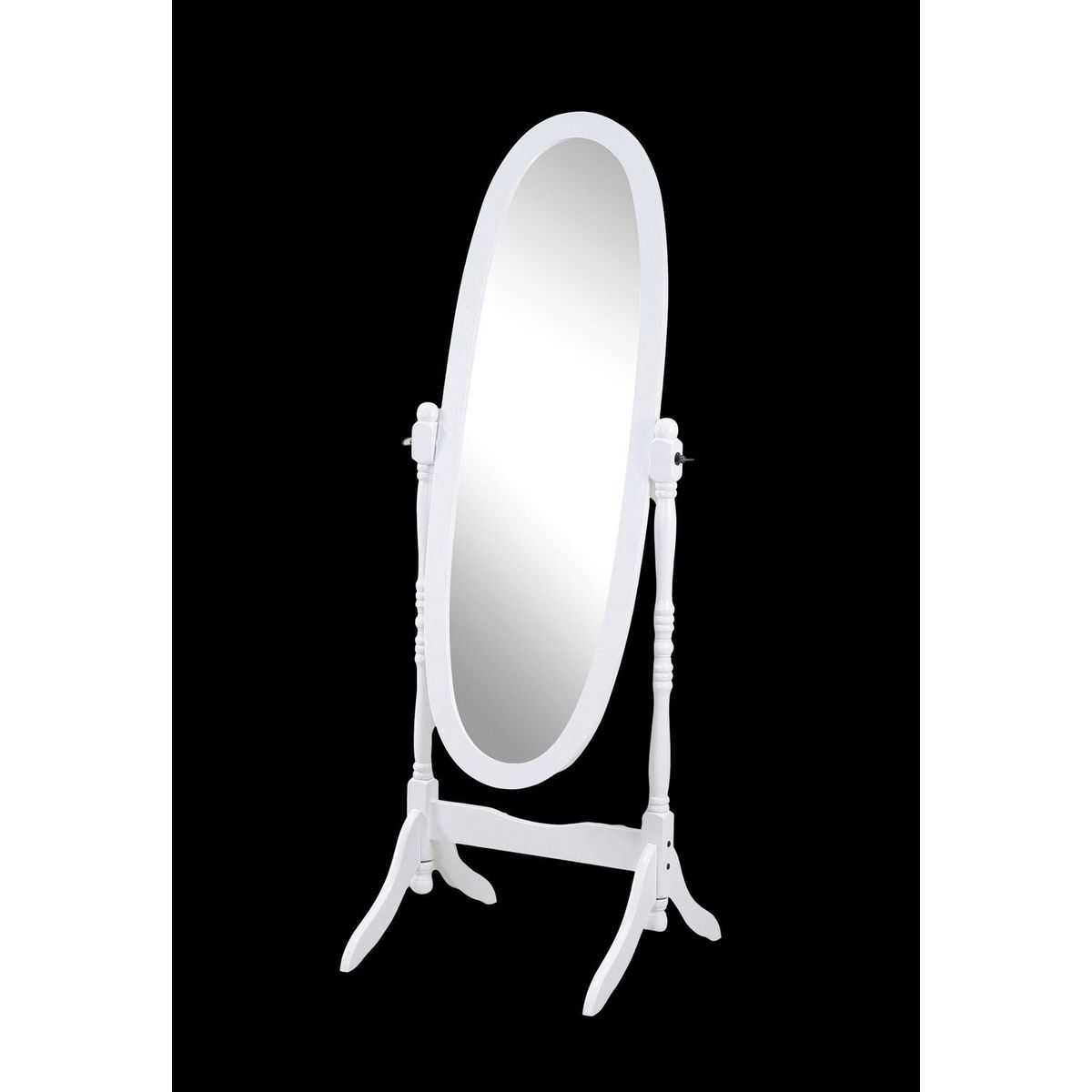 Traditional Queen Anna Style Wood Floor Cheval Mirror, White Finish