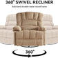 360 Rocking Swivel Rocker Recliner Chair, Oversized Recliner Chairs,Overstuffed Manual Nusery Glider Recliner,Extra Wide Recliner for Living Room Lazy Boy Single Sofa Khaki