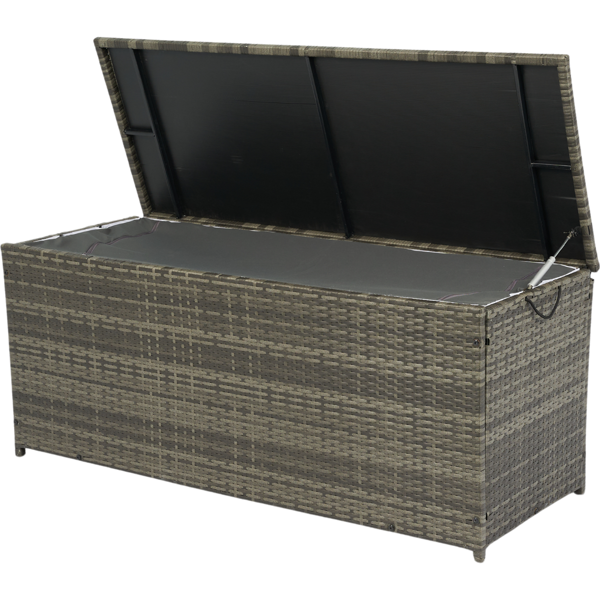 Outdoor Storage Box, 113 Gallon Wicker Patio Deck Boxes with Lid, Outdoor Cushion Storage for Kids Toys, Pillows, Towel Grey Wicker