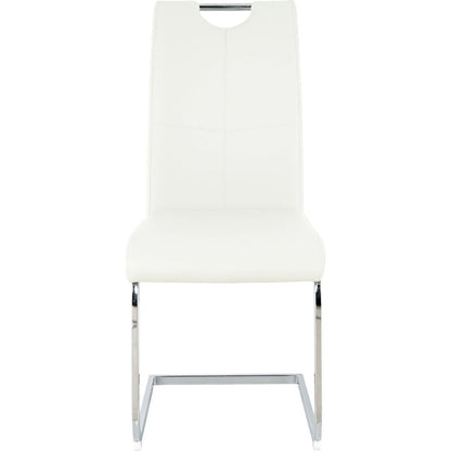 Modern Dining Chairs with Faux Leather Padded Seat Dining Living Room Chairs Upholstered Chair with Chrome Metal Legs Design for Kitchen, Living, Bedroom, Dining Room Side Chairs Set of 2