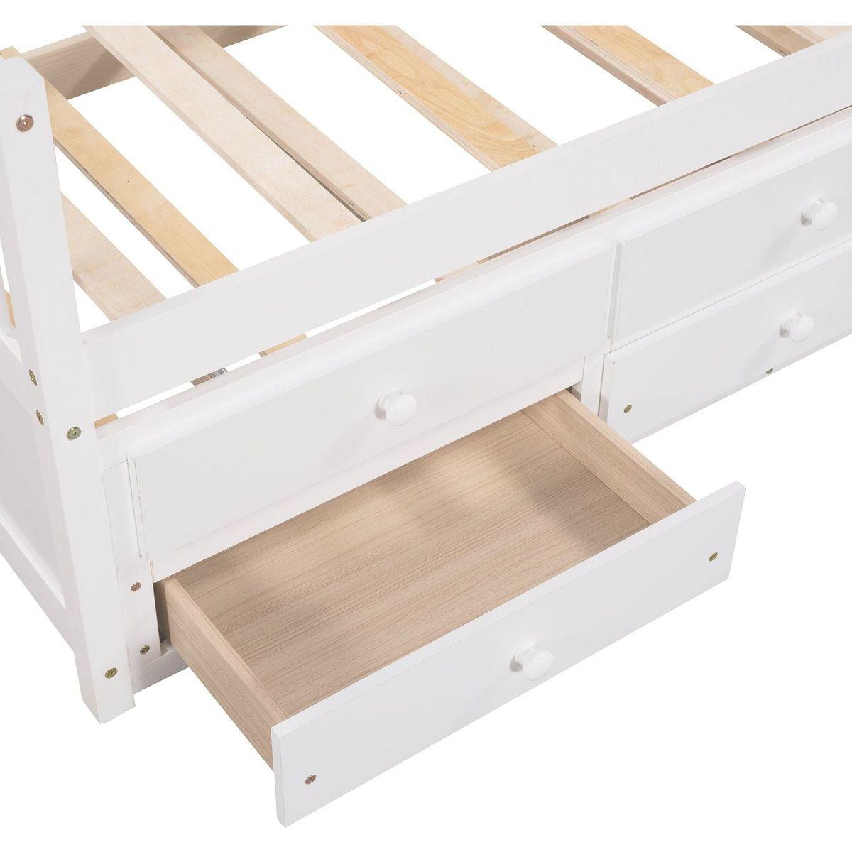 Daybed with Trundle and Drawers, Twin Size, White