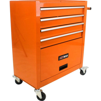 4 DRAWERS MULTIFUNCTIONAL TOOL CART WITH WHEELS-ORANGE