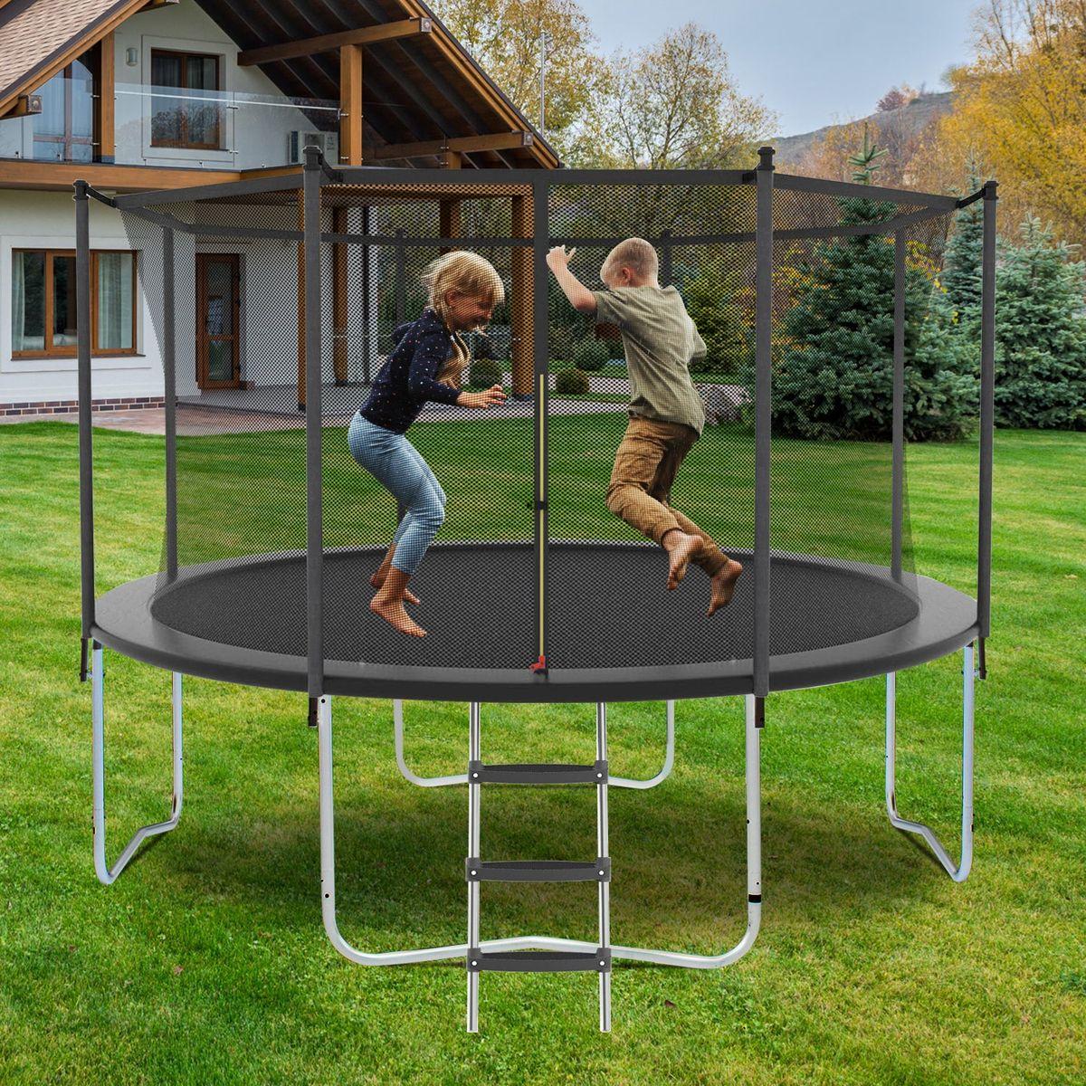 16FT Trampoline with Safety Enclosure Net, Outdoor Trampoline with Heavy Duty Jumping Mat and Spring Cover Padding for Kids and Adults