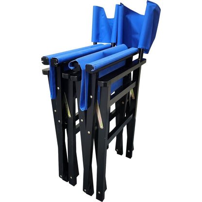 Folding Chair Wooden Director Chair Canvas Folding Chair Folding Chair 2pcs/set populus + Canvas (Color : Blue)