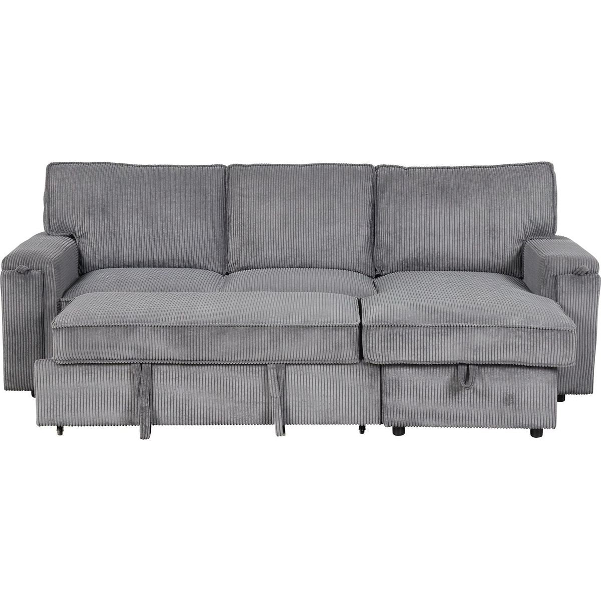 Upholstery Sleeper Sectional Sofa with Storage Bags and 2 cup holders on Arms