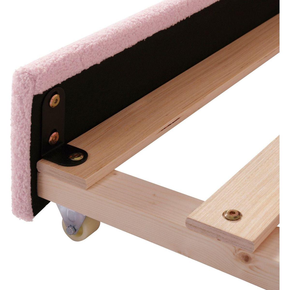 Twin Size Upholstered Daybed with Storage Armrests, Trundle and Latest Integrated Bluetooth Audio System, Teddy Fleece, Pink