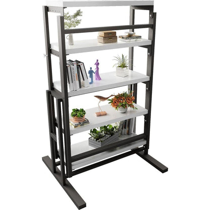 Solid Mahogany Wood Multifunction Convertible Dining Table,Free Switch Space Saving Table Shelf for Home and Studio, White Finish